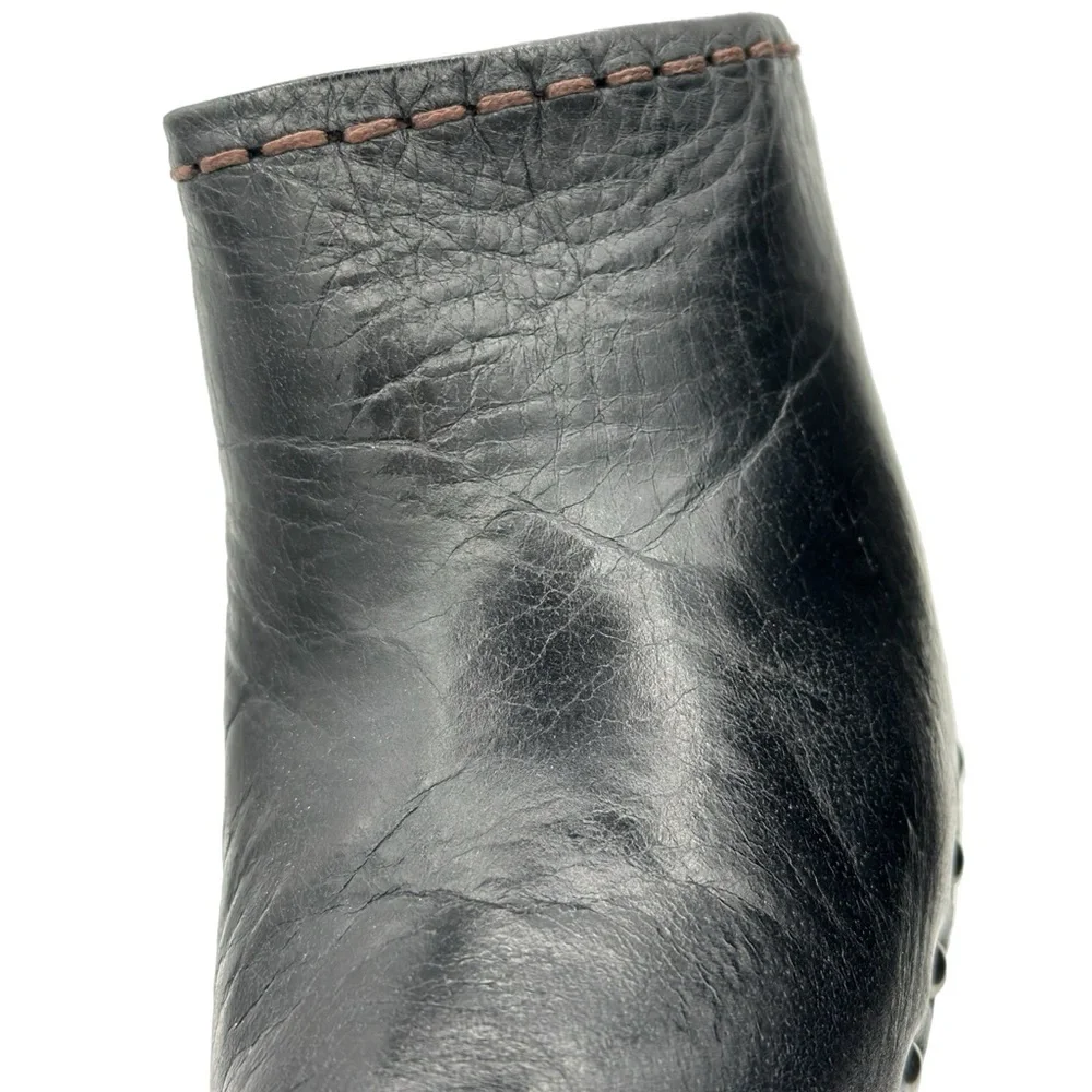 Prada Black Leather Mules with Distressed Wooden Heel – Size 39 EU - Picture 8 of 13